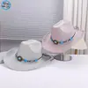 Nuevo Moderno Estilo Occidental Transpirable y No Sofocante Sombrero de Vaquero Estilo Camping al Aire Libre Monta de Caballos Cadena de Joyas Decorada Sombrero Jazz