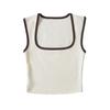 Primavera Nova Europeia e Americana Mulheres Gola Quadrada Contraste Cor Slim Vest Top C75669