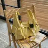 Bolsa de Ombro Plissada Grande Capacidade Estilo Coreano 2026 Nova Bolsa Transversal de Nylon Bolsa de Axila Lona Estilo Casual Preguiçoso