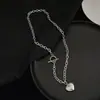Ins europeo y americano Red social retro corazón de amor colgante de corazón hebilla de langosta collar viento metálico