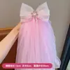 Presilha de Cabelo Infantil para Meninas, Laço de Coroa, Presilha com Borda de Véu, Acessório de Cabelo de Princesa Bordado Estilo Coreano