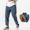 Pantalones Harem Casuales Rayados de Pana Lavada Vintage Nuevos para Hombre de Primavera y Otoño Estilo Japonés Sueltos Estilo Chino