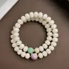 Nuevo Estilo Chino Pulsera de Raíz de Bodhi de Jade Blanco Doble Círculo Cuentas de Manzana Cuentas Budistas de Mano Pulsera Juguete para Hombres y Mujeres Rosario al por Mayor