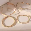 Pulsera Bangle Geométrico con Nudos y Bolas Redondas Transfronteriza Europea y Americana Estilo Simple Moda Sensación de Alta Gama Set de Joyería de Mano para Mujer