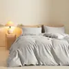 Juego de Cama de Satén de Algodón 100S de Fibra Larga de Alta Gama, Cuatro Piezas, Cálido para Otoño e Invierno, Sábana y Funda de Edredón de Algodón Puro