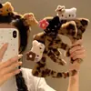 Diadema de Peluche con Dibujo de Gato Kt Estampado de Leopardo Dulce y Lindo para Mujer Otoño e Invierno Lavado de Cara Impermeable Antideslizante Diadema Popular Nuevo Estilo