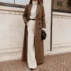 2026 Cruzamento TK Outono/Inverno Mais Vendido Estilo Europeu e Americano Gola Lapela Dupla Botão Longo Casaco de Lã para Mulheres