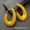Pendientes de Borla de Flor de Oro de 24 Quilates África India Joyería de Oreja Exagerada Pendientes de Novia de Dubái Pendientes al por Mayor