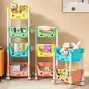 Carrinho de armazenamento de lanches e brinquedos para bebês e crianças, prateleira de armazenamento de vários andares para casa, estante de chão com rosto sorridente para a sala de estar, produtos selecionados