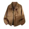 2026 Nueva Chaqueta de Cuero Retro Americana para Hombre de Primavera y Otoño con Cuello de Solapa, Ropa de Hombre de Moda