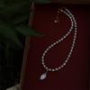 Collar de perlas de agua dulce estilo retro francés con diseño suu, colgante de perlas con detalles plateados, cadena de clavícula