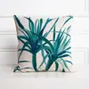 Funda de almohada de hoja verde tropical pintada a mano lino decoración del hogar nórdico funda de cojín para sofá funda de almohada al por mayor transfronterizo