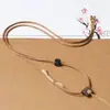 Cordão de pingente trançado feito à mão, primorosamente trabalhado, combinado com um lindo pingente de jade Hetian, moderno e ajustável