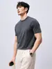 Sensación de Lujo Minimalista Camiseta de Manga Corta con Cuello Redondo Antibacteriana de Algodón Modal Seda Helada para Hombre Verano Fresca Holgada de Media Manga