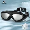 Gafas de Natación Transparentes con Marco Grande Electroplateado para Adultos Gafas de Buceo Impermeables Antivaho de Alta Definición Gafas de Buceo 9100