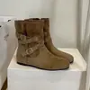 Botines de Otoño Maillard para Aumentar la Altura Botas Vaqueras para Mujer 2026 Nueva Moda Hebilla Botines de Gamuza para Mujer
