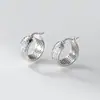 Nalan Plata de Ley S925 Exquisito Minimalista Estilo Ins Nicho Superficie Amplia Cristal de Hielo Redondo Forma de U Pinza para Oreja M07355