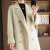 24 Novo Casaco de Lã de Alta Qualidade Dupla Face Outono/Inverno para Mulheres, Elegante Blazer de Tweed Slim Fit com Gola de Terno Dupla Face no Estilo Chanel