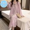 Pijamas com almofada no peito feminino primavera e outono novo jacquard algodão manga comprida saia solta plus size 220 jin gordinha menina roupas para casa