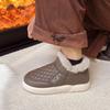 Zapatos de Algodón sin Cordones con Suelas Gruesas Suaves Antideslizantes, Zapatos de Papá, Zapatos de Casa Cálidos con Forro de Felpa, Pantuflas de Algodón para Interiores con Cobertura en el Talón