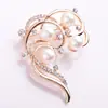 Broche de Aleación de Perlas Estilo Coreano para Mujer Dorado Incrustado Accesorios para Ropa Diamante Incrustado Rhinestone Aleación Corsage Joyería Creativa para Ropa Pin