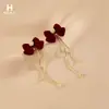 Pendientes de Perlas de Little Pony Rojos para Mujer 2025 Nueva Tendencia de Lujo Ligero Clavos Pendientes Súper Hermosos