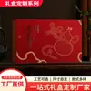 Caja de Regalo Roja de Alta Gama Estampado Dorado Nudo de Calabaza Caja de Empaque Caja de Souvenir Seleccionada Fábrica Stock Mayorista