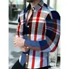 Camisa de moda exterior estilo europeo para hombre, holgada, elegante, de manga larga y con estampado de moda