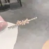 Grampo de franja lateral com franja de temperamento estilo coreano, grampo de cabelo com cabeça de bola totalmente cravejado, grampo de cabelo de prata com strass, acessórios de cabelo