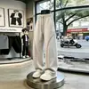 Pantalones de chándal bordados Husu de hilo blanco y gris para hombre, diseño de otoño, pantalones de pierna ancha curvada, pantalones largos deportivos y casuales de pierna recta