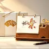 Calendário de Mesa 2027, Calendário Mensal de Madeira para Uso no Escritório, Conjunto de Presente de Calendário Corporativo, Personalizável com Logo