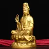 Latón Guanyin Botella Transparente Rama de Sauce Estatua de Buda Bodhisattva Guanyin Artesanía de Latón Suministros de Buda Estatua de Bronce Guanyin