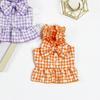 Ropa para mascotas ropa para perros vestido de primavera y verano 22 vestido a cuadros con lazo ropa para gatos ropa para mascotas delgada