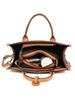 Bolso de Mano Transfronterizo de Cuero Genuino, Bolso Nuevo Estilo Bloques de Color a Cuadros, Bolso de Mano para el Trabajo, Tote de Gran Capacidad, Moderno y Versátil para Mujer
