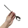 Colher de Gelo Flor de Cristal de Titânio Puro Cabo Estendido Oco Estilo Coreano Ponta Redonda Pontiaguda Colher de Mesa Doméstica para Comer e Sopa