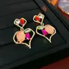 Pendientes Estilo Vintage de Corte con Pasador de Plata y Tachuelas de Corazón de Diamante, Pendientes Exagerados de Lujo Ligero de Gama Alta al por Mayor