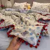 Nuevo Juego de Ropa de Cama Cómodo de Algodón Acolchado con Bordado, con Funda de Edredón, Sábana Plana y Sábana Ajustable - Juego de Cuatro Piezas