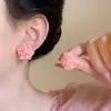 Pendientes de resina de aleación azul hielo transparente con cuentas tejidas pendientes de vacaciones de nicho joyería para la oreja combinan con todo