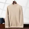 Suéter de Cachemira Grueso de Cuello Semi-Alto para Hombre Otoño e Invierno Nuevo Negocios Casual Tejido Camiseta Base Color Sólido Suéter Versátil