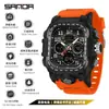 Reloj Electrónico Marca Sanda para Estudiantes, Multifuncional Creativo Cuadrado de Tres Zonas Horarias con Cronómetro, Luminoso, Resistente al Agua, Pantalla Dual