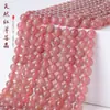 Cristal de Fresa Rojo Natural Cuentas Sueltas, Cuentas Redondas Rosas y Translúcidas, Fábrica de Origen Cristal DIY Tamaño Completo Venta al Por Mayor