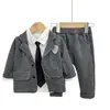 Ropa Formal Estilo Coreano para Primavera y Otoño, Ropa Elegante para Niños, Traje Formal para Bebé Niño de 1 Año, Traje de 2 Piezas, Conjunto de Traje Pequeño para Niños de 3 Piezas para Niños de 4 Años