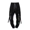 2022 Street Hip-Hop Europeu e Americano Hip-Hop Casual Calça com Fita para Multidão Masculina Moda de Nove Pontos Marca Calça Larga Tendência