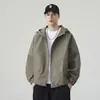 Chaqueta Cortavientos con Capucha de Color Sólido Básica de Otoño de Marca de Moda para Hombres y Mujeres Retro Simple Versátil Chaqueta Deportiva Casual para Parejas