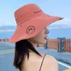 Sombrero de Pescador con Cubrebocas Doble Cara de Cara Sonriente para Mujer Estilo Coreano Versátil de Moda Sombrilla Sombrero de Sol de Ala Ancha Sombrero de Protección Solar