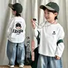 Roupas de Bebê para Crianças Pequenas e Crianças, Camiseta Base de Camada Interna, Camiseta para Primavera e Outono, Algodão Puro, Meninos, Novo Estilo 2026, Camiseta de Desenho Animado, Blusa de Manga Longa