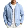 Colección de otoño para hombre europea y americana transfronteriza: Camisa con capucha de lino de color liso y manga larga, chaqueta tipo sudadera casual con botones para hombre