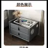 Mesita de noche inteligente con carga inalámbrica mesita de noche simple de lujo ligero gabinete de mesita de noche de cuero con cerradura de huellas dactilares audio multifuncional