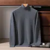 Suéter de Cachemira 100% Puro para Hombre con Cuello Alto, Engrosado para Otoño e Invierno, Cálido, Color Sólido Sencillo, Camisa Base Versátil para Negocios