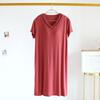 Camisón con almohadilla en el pecho para mujer, verano, cuello en V, holgado, talla grande, sujetador sin aros sin costuras, se puede usar fuera, ropa de casa para mujer